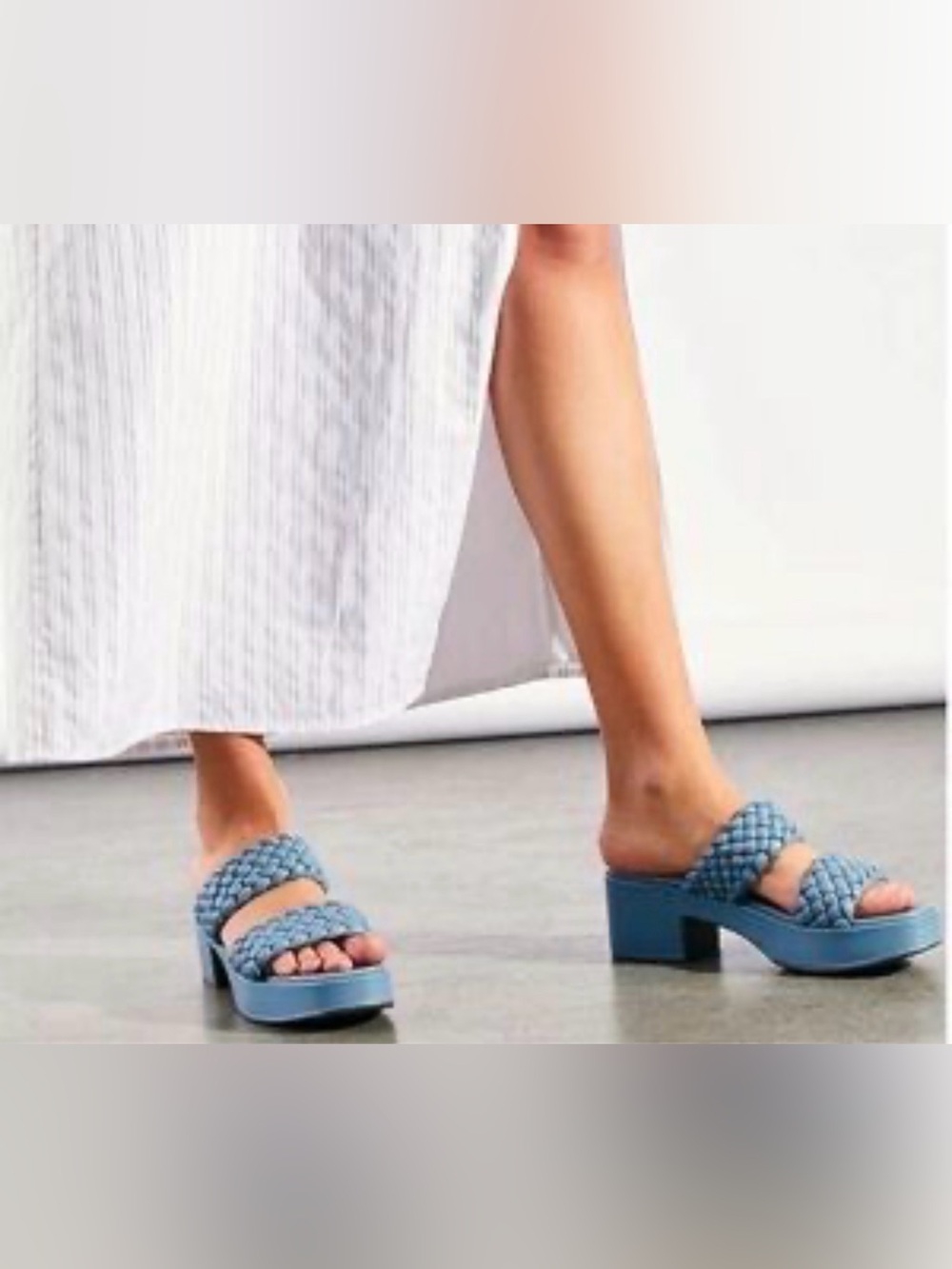 Seychelles Women's Platform Braided Preppy Blue Leather Sandals, Size 8 M, NWT - Picture 4 of 12